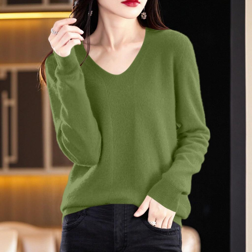 Pullover Sweaters For Women V Neck Soft Lightweight Loungewear Breathable Loose Fit Long Sleeve Travel Sweater Tops