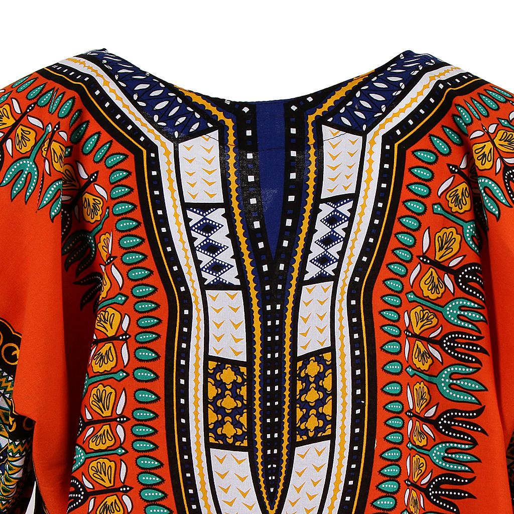 Unisex African Prints Dress Cotton Dashiki Shirt Ethnic Caftan