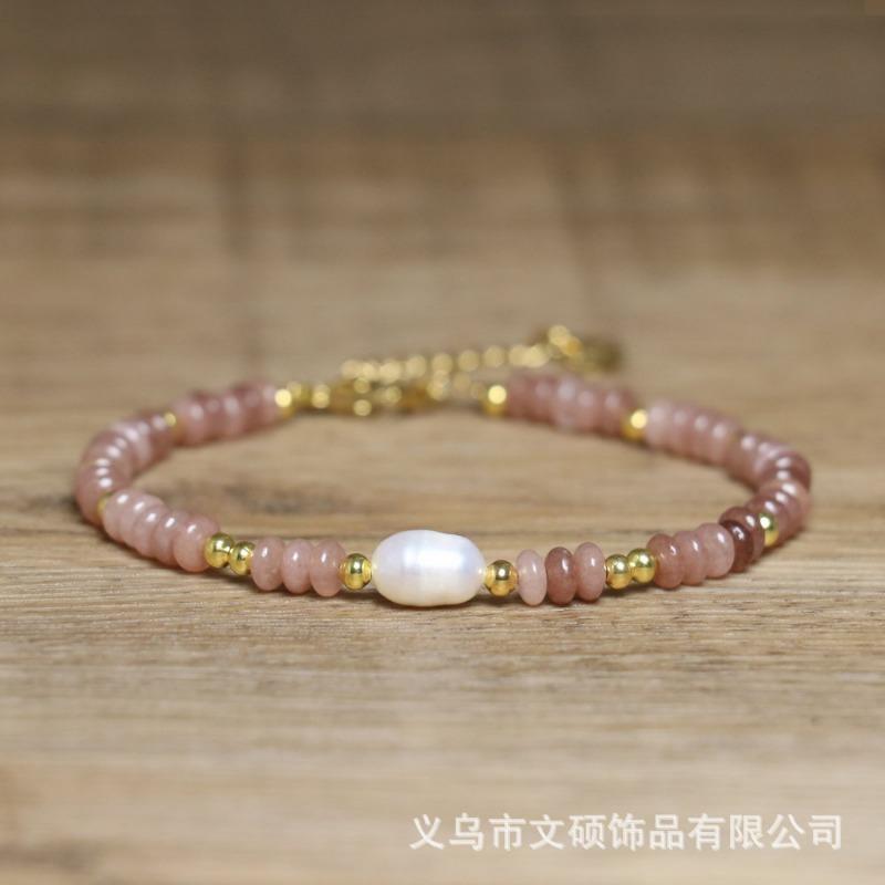 Colorful Beaded Pearl Bracelet – Gold Accent Dainty Jewelry, Elegant Joy Gift for Women