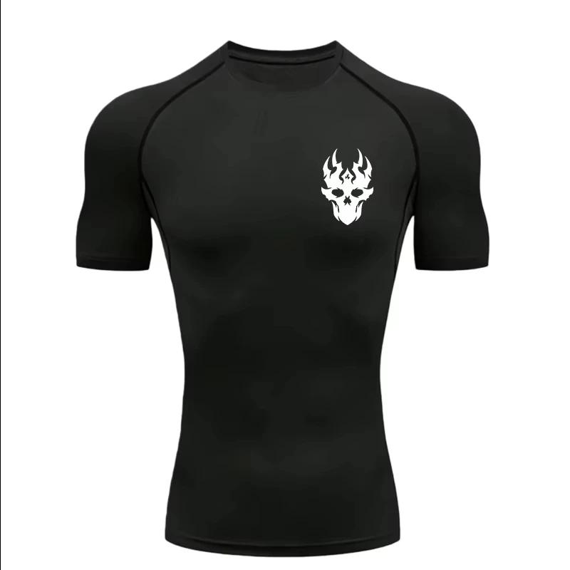 Men s Print Compression Shirts Summer Short Sleeve Rash Guard Gym Workout T-shirt Athletic Quick Dry Baselayer Undershirts Tops S