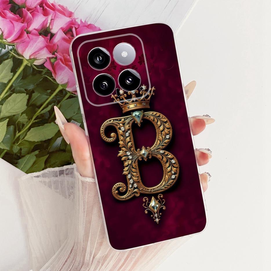 For Xiaomi Mi 14 Pro Case Cute Crown Letters Cover Clear Silicone Soft Slim Phone Case For Xiaomi 14 Pro Mi14 Pro 5G Fundas Bags