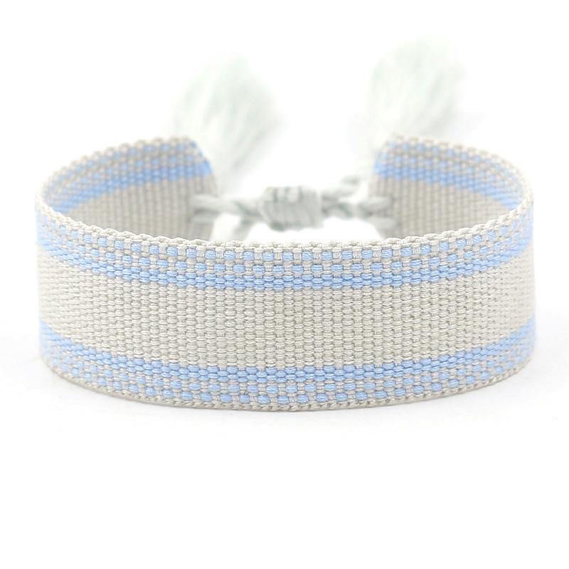 Ethnic Style Woven Bracelet with Embroidered Tassels - D Family DIY Promotion Wristband
