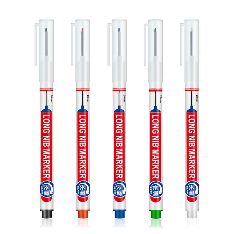 4 szt./zestaw Markery z długą końcówką do głębokich otworów 20 mm do metalu, pisak perforujący, wodoodporny, do dekoracji łazienki, obróbki drewna