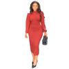 Women's Solid Color Pleated Temperament Personality Split Sleeve Slim One Step Dress