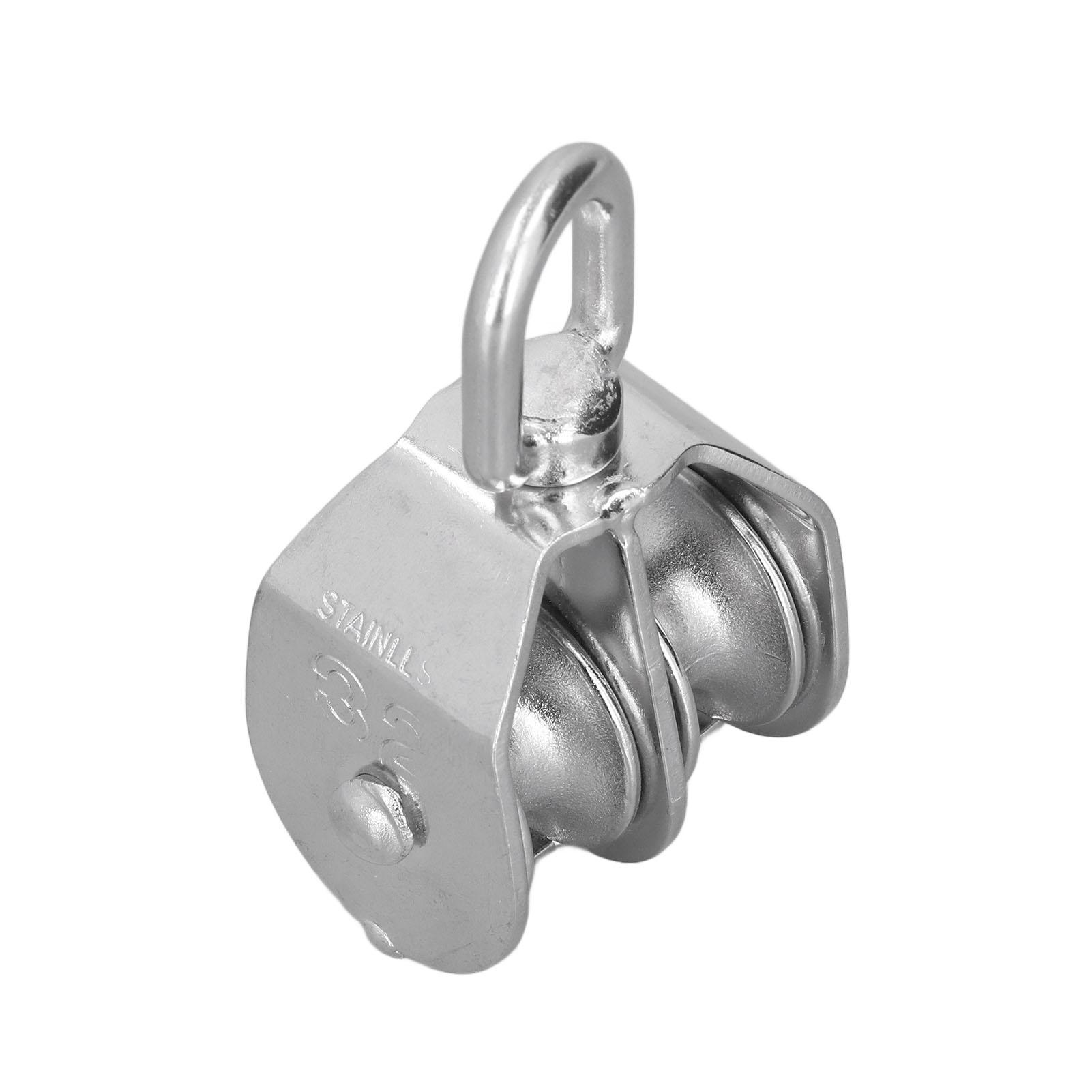 

32mm 1.3in Marine Pulley Double Wheel Roller 250kg Loading 304 Stainless Steel for Yachts Speedboats