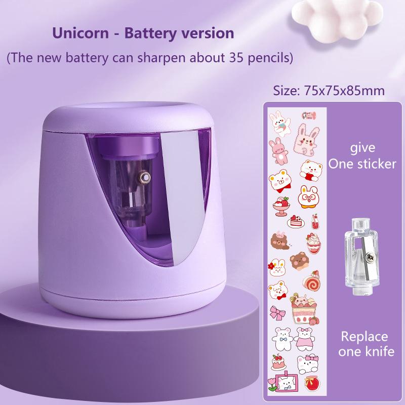 

Мультяшная точилка для карандашей Механический инструмент с ручным приводом Автоматически подает грифель Защита от заклинивания грифеля Офисный подарок для студента фиолетовый