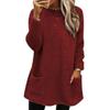 Warm Winter Hoodie Jacket Stylish Women Mid-length Fleece Shearling Thickened Solid Color Pocket Outwear
