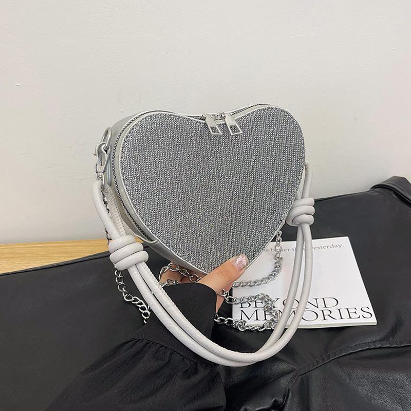 Mote Paljett Hjerteform Skulderveske Kjedestropp Crossbody Vesker For Kvinner Daglig Bruk Damehåndvesker Og Lommebøker