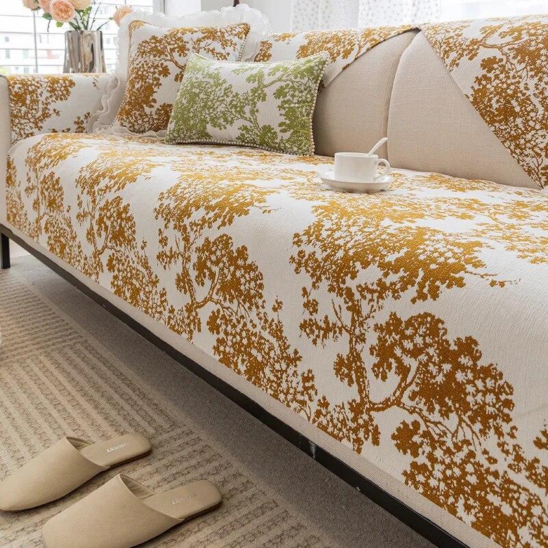Bayberry Tree Jacquard Sofa Cover for Living Room Chenille Non-slip Sofas Towel Couch Cushion L Shaped Corner Sofa Seat Mat