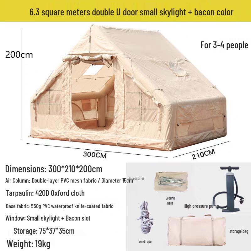 6.3 Sqm Inflatable Tent: Rainproof, Sunproof, Portable for Outdoor Camping & Picnics.