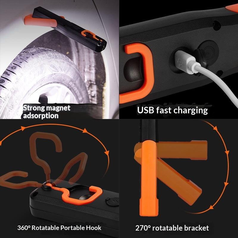 Adjustable COB LED Work Light USB Rechargeable Magnetic Portable Torch for Car Repair Garage Mechanic Lighting