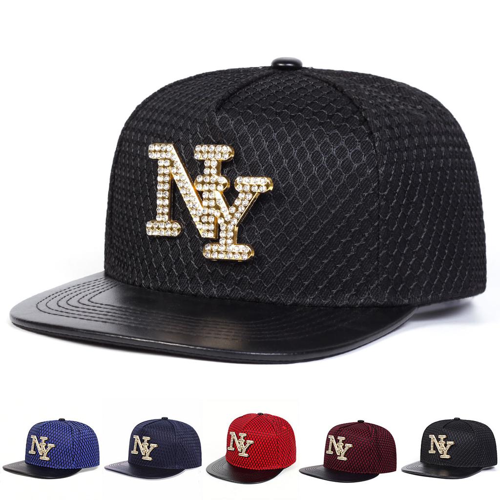 Metal Letter Leather Brim Hip Hop Hat Men and Women Baseball Cap Fashionable Flat Top Caps Casual Hats