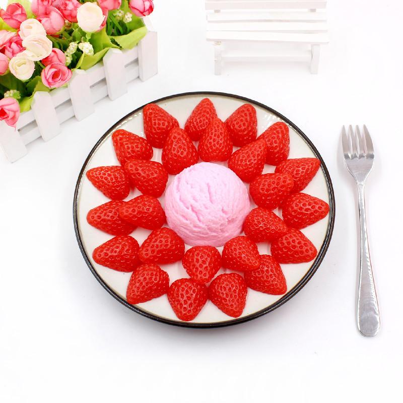 10Pc Simulation Fruit Block PVC Fake Strawberry Hami Melon Granules Artificial Food Model Crafts Photo Props DIY Cake Decoration