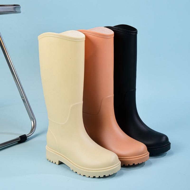 Fashion rain shoes women's velvet water shoes waterproof and non-slip rain boots long tube water shoes soft sole comfortable water boots