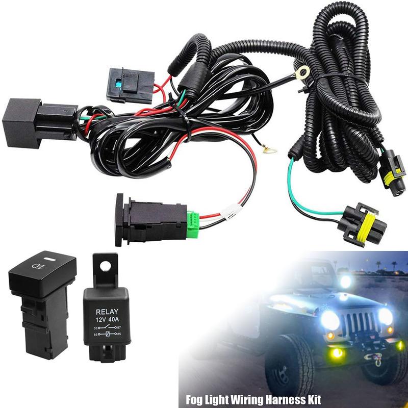 H10 H12 HB3 HB4 Fog Light Lamp Wiring Harness Socket Wire Connector with 40A Relay & ON/Off Switch Kits Fit for LED Work Lamp H10 Socket
