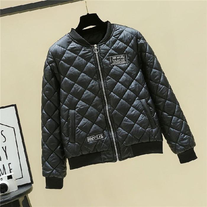 Women's Fall and Winter Short Warm Jacket Solid Color Long-sleeved Thickened Zipper Jacket