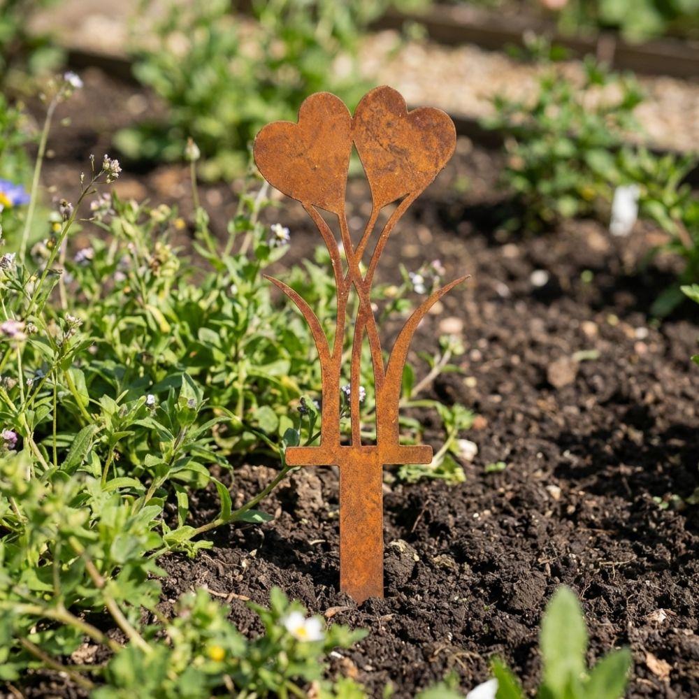 Wetterfester Eisenherz Gartenstecker 2D Wegakzentstecker Valentinstag