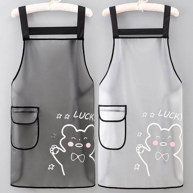 Waterproof Cartoon TPU Disposable Apron - Sleeveless, Oil-Proof Kitchen Workwear for Women (2025 New)
