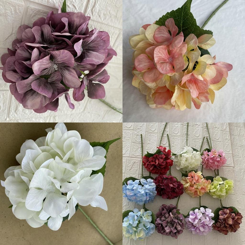 Lifelike Silk Hydrangea Flowers 18in Realistic Wedding Home Decor Photography Props Gift