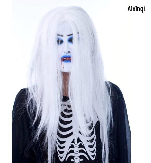 White-Haired Witch Skeleton Ghost Halloween Costume