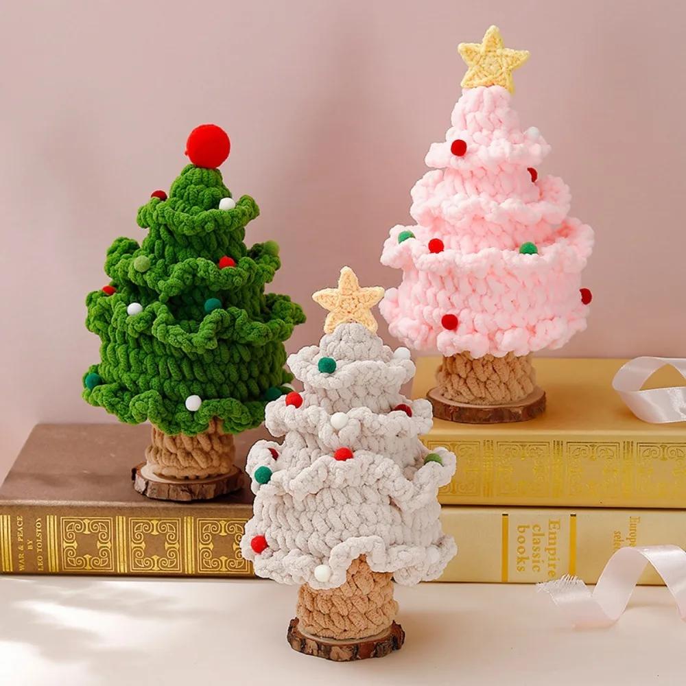 Style Star Red Ball Christmas Tree Pure Handmade Wool Knitting Finished Holiday Home Desktop Decoration Christmas Creative Gifts