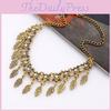 Vintage Alloy Leaf Pendant Necklace With Crystals For Artful Women