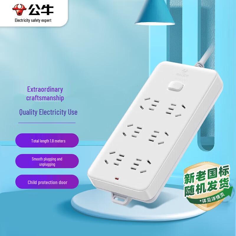 Bull 6-Outlet Power Strip with Master Switch CN plug (adapter included)