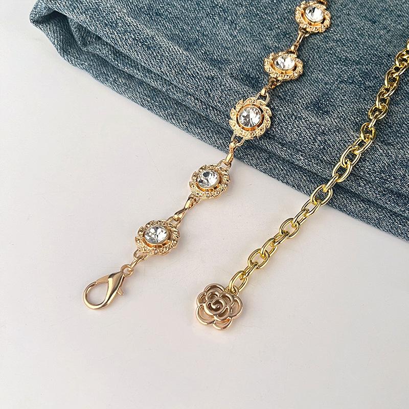 European and American Metal Hook Rhinestone Waist Chain Women's Versatile Belt Dress Belt Accessories Thin Waist Chain