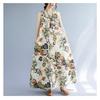Long Skirt Plus Size Women's Summer Retro Ethnic Style Loose Printed Sleeveless Cotton and Linen Long Pullover Vest Dress