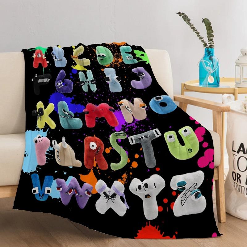Funny Alphabet Blanket Colourful Alphabet Printed Soft Flannel Office nap Blankets Warm Cozy Blanket Lore for Teens Adults Decor