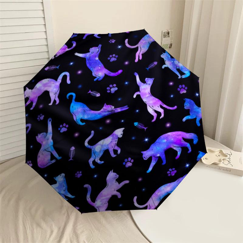 1pc Galaxy Cats Pattern Umbrella Design Automatic Opening and Closing Umbrella, High-quality Travel Umbrella,  C1128160