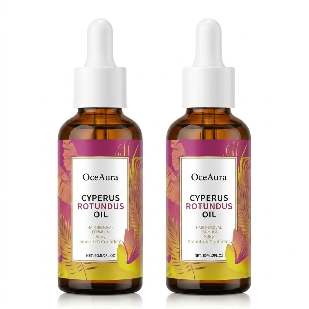Olej z Cyperus Rotundus – Čistě přírodní formule pro odstranění chloupků pro hladkou pokožku & Inhibitor růstu vlasů (60 ml / 2 fl oz)