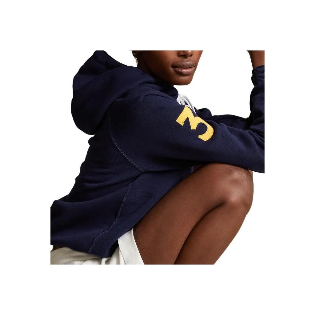 Polo Ralph Lauren FW23 Three Pony Embroidered Pattern Long Sleeve Fleece Hoodie Women Hoodies Navy-Blue WMPOKNINFB20013-410