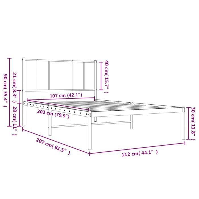 VidaXL Metal Bed Frame with White Headboard 107x203 Cm 352525