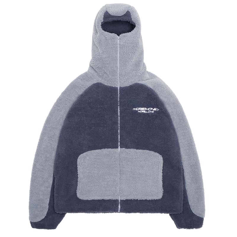 

Европейский и американский осенне-зимний тренд свободный унисекс цветной блок пэчворк кардиган куртка с капюшоном M темно-синий