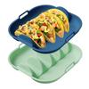 Silicone Taco Holder Reusable Taco Plates with 4 Dividers And Handle Dishwasher Microwave Oven Safe Taco Serving Tray
