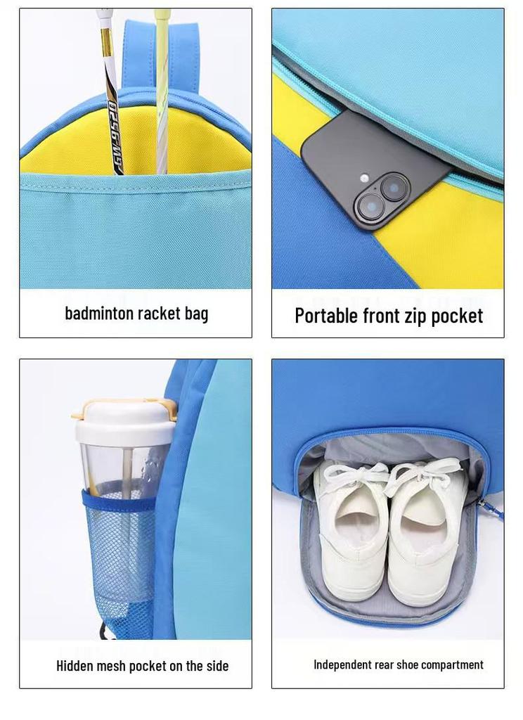 Sac à dos double bretelle pour enfants et housse de protection pour raquette de badminton et de tennis