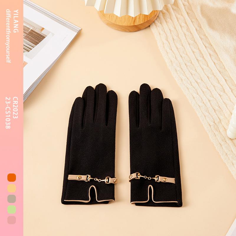 

Новые замшевые теплые женские велосипедные осенне-зимние перчатки плюс флис, холодные и ветрозащитные перчатки Average size