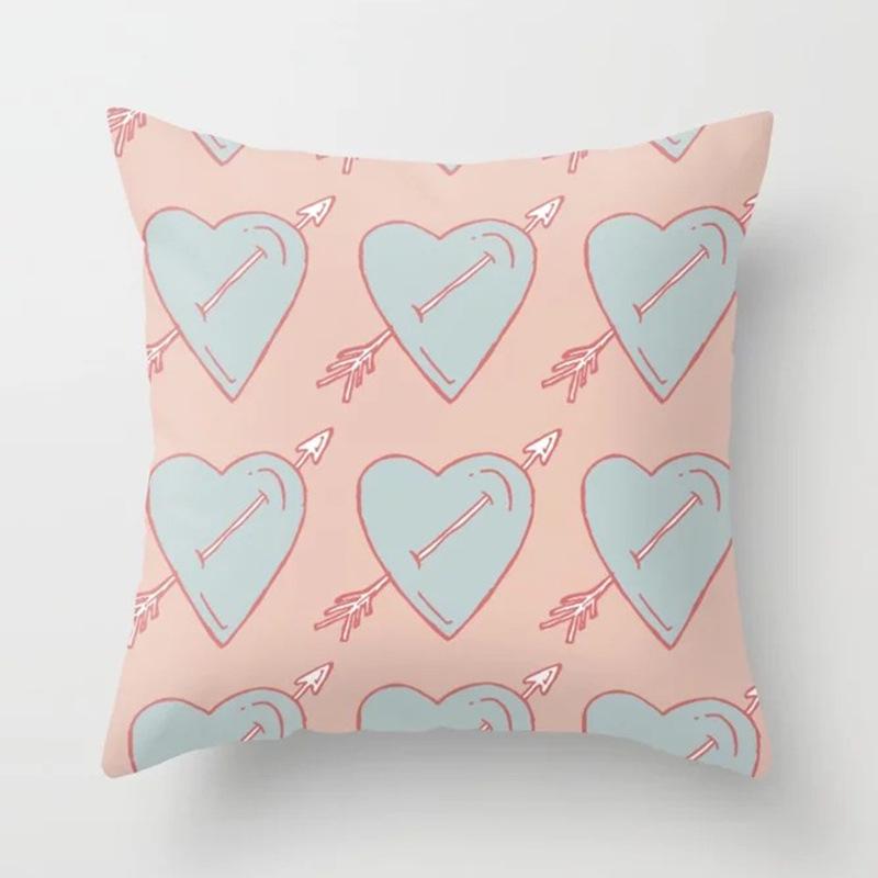 New Ins Style Pink Geometric Love Series Pillowcase Sofa Pillow Car Cushion Cover