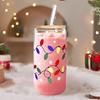 Color Changing Christmas Cup,Cute Color Changing Glass,Reusable Ice Coffee Travel Mug,18Oz Capacity With Lid And Straw