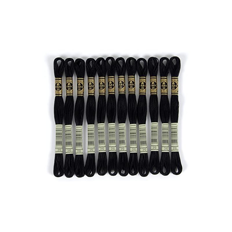 DMC #25 Embroidery Thread, 12 Skeins, 8m Each, #310 Black (DMC25B)