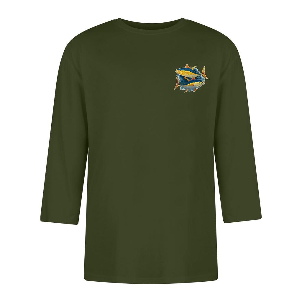 Men'S Round Neck Three-Quarters Sleeve Top Casual Fashion T-Shirt