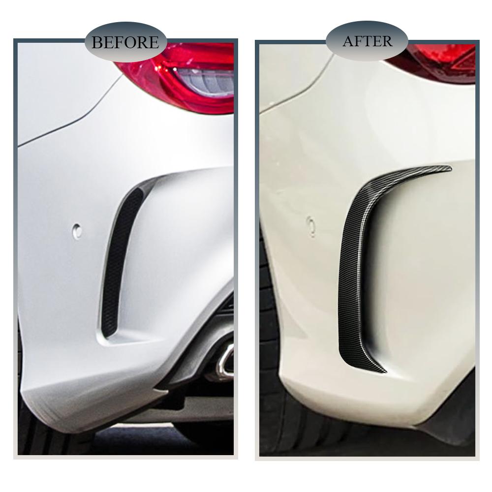 2 Pezzi Spoiler Copertura Presa d'Aria Diffusore Posteriore Look Fibra di Carbonio Nero Canard Laterale ABS per Mercedes-Benz W117 CLA 200 220 250 AMG 2013-2019