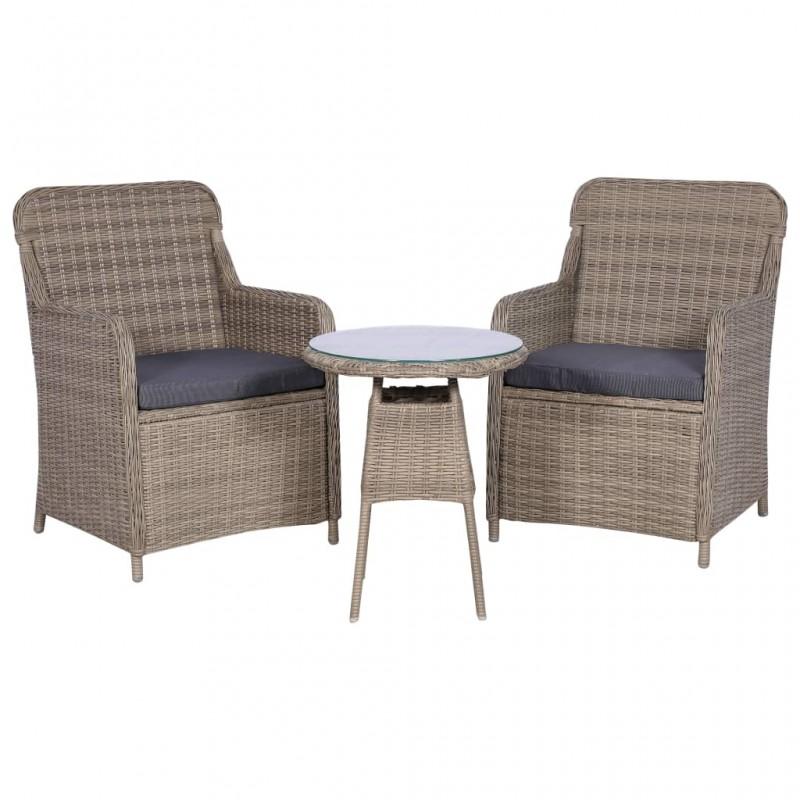 Day and Night - Day and Night Garden Table and Chairs 3 Pieces and Brown Synthetic Rattan Cushions