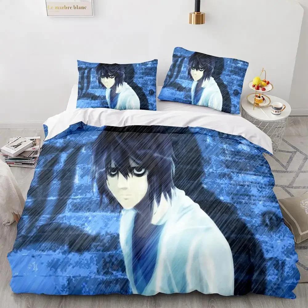 Death Note Bedding Set Single Twin Full Queen King Size Bed Set Adult Kids Bedroom Duvet Cover Sets 3D Print Anime Death Note A
