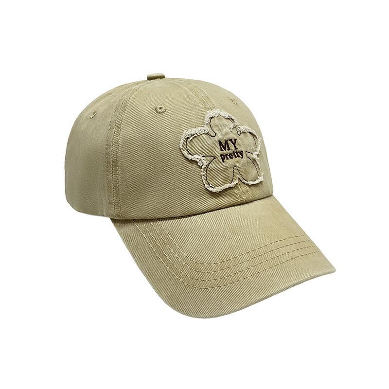 Korean Style Flower Embroidered Soft Top Baseball Hat for Women In Spring and Autumn Street Face Showing Small Versatile Baseball Cap Men's Trend