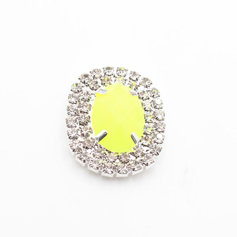 10 pieces of 23 * 28mm double row oval flat crystal four hole sewn rhinestone buttons DIY clothing hair clip decoration accessor