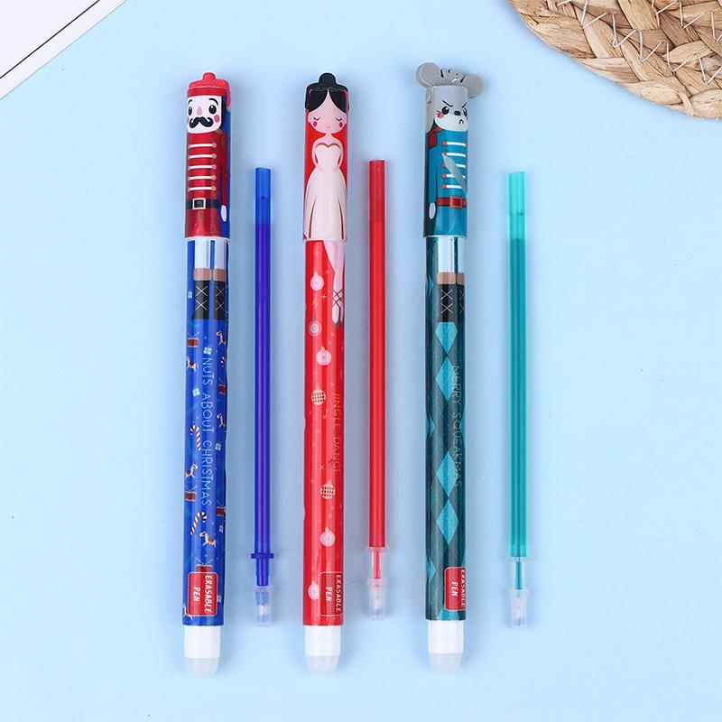 Hot Sale Cartoon Erasable Gel Pens Christmas Edition Pens With Eraser For Students Writing Pen Stationery Birthday New Year Gift