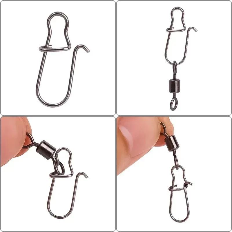 Fishing Snap Swivels Duo Lock Ball Bearing Swivel Snap Stainless Steel Fishing Accessories Fast Snap Clip Fishing Lure Connector
