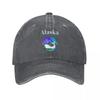Alaska The Last Frontier Men Women Baseball Caps Funny Northern Light Distressed Washed Hat Vintage Outdoor All Seasons Snapback